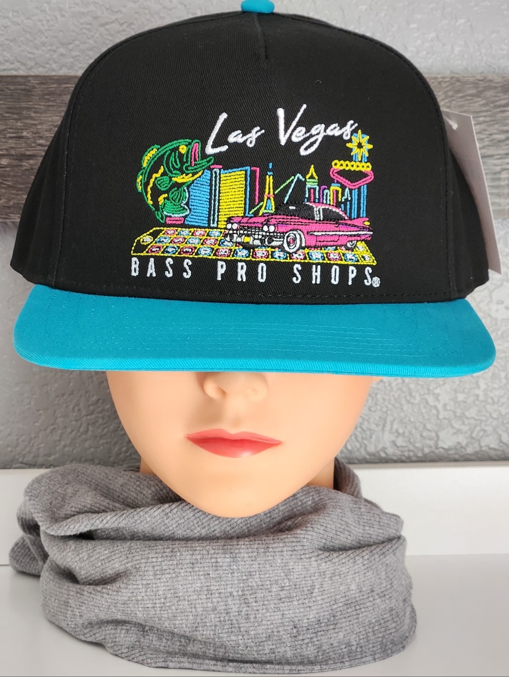 Las Vegas Hat Bass Pro Shop Cap Turquoise And Black - Picture 2 of 5